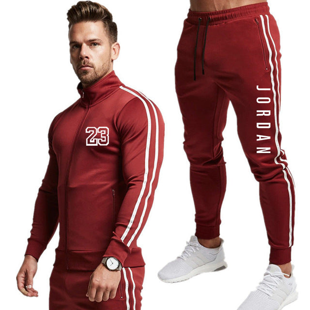 2 Piece Men Hoodies Gyms Sport wear Tracksuit Fitness  Suit Jogger Men Set