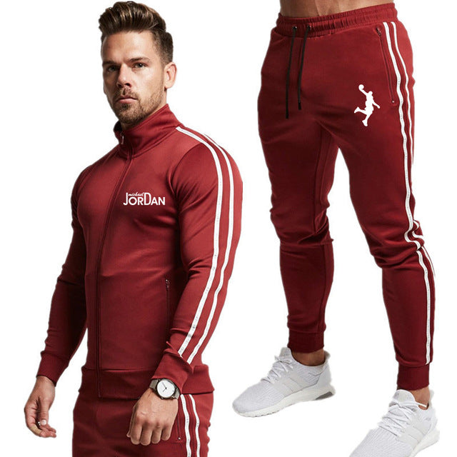 2 Piece Men Hoodies Gyms Sport wear Tracksuit Fitness  Suit Jogger Men Set