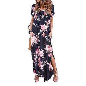 Sexy Women Dress Plus Size 5XL Summer 2019 Solid Casual Short Sleeve Maxi Dress For Women Long Dress Free Shipping Lady Dresses