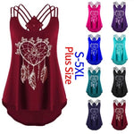 Women Sexy Sleeveless Dreamcatcher Printed Camis Backless Strapless Hollow Out Vest Tanks Girls Beach Holiday Camisole Tops Tees