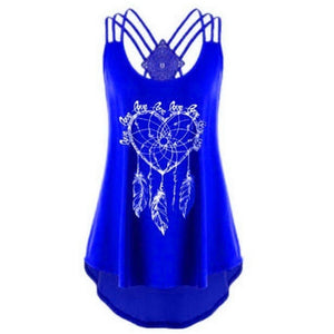 Women Sexy Sleeveless Dreamcatcher Printed Camis Backless Strapless Hollow Out Vest Tanks Girls Beach Holiday Camisole Tops Tees