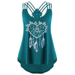 Women Sexy Sleeveless Dreamcatcher Printed Camis Backless Strapless Hollow Out Vest Tanks Girls Beach Holiday Camisole Tops Tees