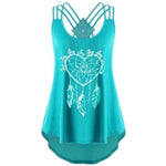 Women Sexy Sleeveless Dreamcatcher Printed Camis Backless Strapless Hollow Out Vest Tanks Girls Beach Holiday Camisole Tops Tees