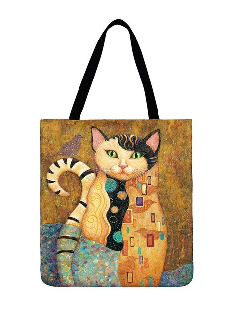 Cartoon Cat 3D Printed Tote Bag Ladies Shoulder Bag Foldable Casual Shopping Bag Outoor Beach Bag Daily Women Hand Bag