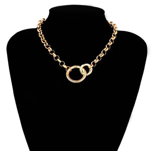 Ingemark Punk Miami Cuban Choker Necklace Hip Hop Jewelry 2019 Trendy Iron Thick Chain Circle Necklace Women Neck Accessories