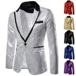 Stylish Men's Blazer Casual Slim Fitness Formal One Button Office Suit Blazer Coat Top Sequins Suit Jacket Masculino Blazers Men