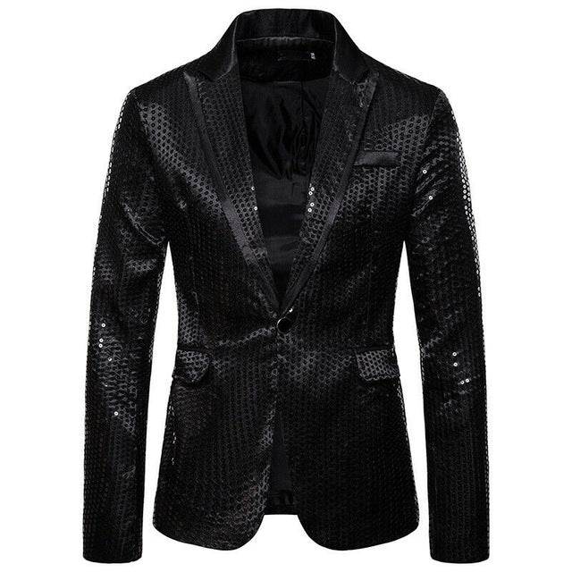 Stylish Men's Blazer Casual Slim Fitness Formal One Button Office Suit Blazer Coat Top Sequins Suit Jacket Masculino Blazers Men