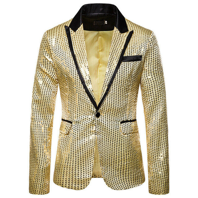 Stylish Men's Blazer Casual Slim Fitness Formal One Button Office Suit Blazer Coat Top Sequins Suit Jacket Masculino Blazers Men
