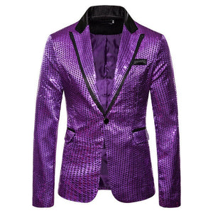 Stylish Men's Blazer Casual Slim Fitness Formal One Button Office Suit Blazer Coat Top Sequins Suit Jacket Masculino Blazers Men
