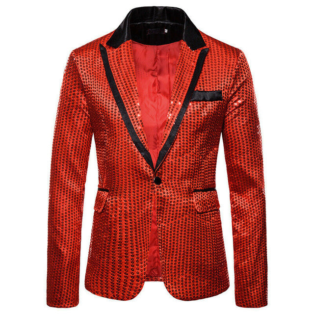 Stylish Men's Blazer Casual Slim Fitness Formal One Button Office Suit Blazer Coat Top Sequins Suit Jacket Masculino Blazers Men