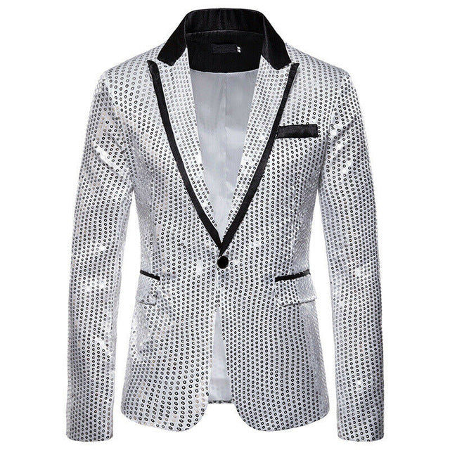 Stylish Men's Blazer Casual Slim Fitness Formal One Button Office Suit Blazer Coat Top Sequins Suit Jacket Masculino Blazers Men