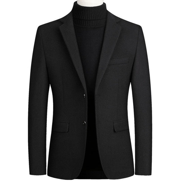 Riinr Brand Men Wool Blends Suit Autumn Winter New Solid Color High Quality Men's Wool Suit Luxurious Wool Blends Suit Male