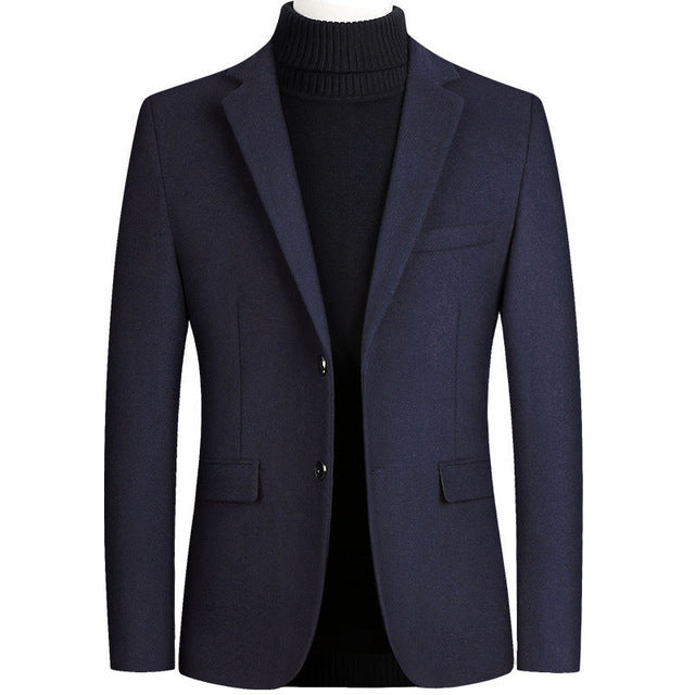 Riinr Brand Men Wool Blends Suit Autumn Winter New Solid Color High Quality Men's Wool Suit Luxurious Wool Blends Suit Male
