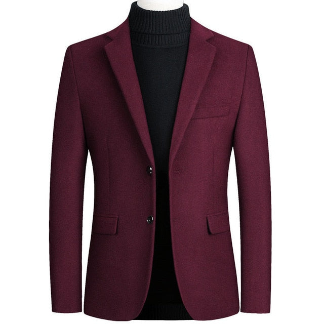 Riinr Brand Men Wool Blends Suit Autumn Winter New Solid Color High Quality Men's Wool Suit Luxurious Wool Blends Suit Male