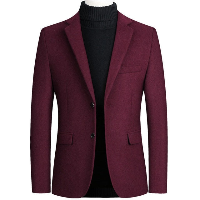 Riinr Brand Men Wool Blends Suit Autumn Winter New Solid Color High Quality Men's Wool Suit Luxurious Wool Blends Suit Male