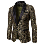 Men Shiny Gold Sequin Glitter Embellished Blazer Jacket Men Nightclub Blazer Wedding Party Suit Jacket Stage Singers Clothes