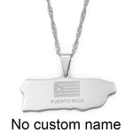Anniyo Puerto Rico Map Pendant and Thin necklaces for Women Girl Puerto Ricans Itmes (Can customize the name）#002321