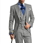 Mens Slim Fit 3 Pieces Suits Business Grey purple Jacket Tuxedos White Blazer for Wedding Groom Prom Evening(Blazer+Vest+Pants)