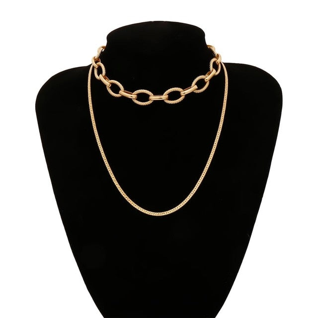 Punk Exaggerated Big Layered Thick Cuban Link Chain Choker Necklace Women Fashion Hippie Modern Night Club Jewelry Gifts