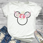 Women Fashion Graphic Flower Womens T-Shirt Cute Ear Tshirts Girl Laides Tumblr Tee Hipster Clothing Female T Shirt Print Tees