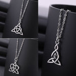 Teamer Irish Celtics Knot Pendant Necklace Simple Fashion Jewelry Silver Color Magic Wicca Viking Necklace for Female Adjustable
