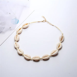 Hot Conch Seashell Necklace Women Jewelry Summer Beach Shell Choker Bohemian Rope Cowrie Beaded Necklaces Handmade Collar Female