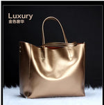 Europea Silver Genuine Leather Women Bags 2020 Large Purses and Handbags High Capacity Shopping  Ladies Big handle Hand Bag Tot