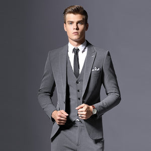 Sale Brand Mens Suit Jacket Formal Business Blazer Men Groom Three Pieces Slim Fit Party Clothing Single Button Wedding Dress