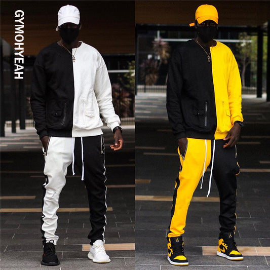 2 pieces Set Long Sleeve Stand Collar Sweatshirt Sports Set Gyms Clothes Men Sport Suit Training Men Sports Wear Hoodies+Pants
