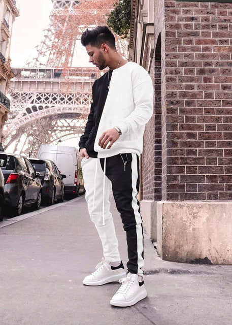 2 pieces Set Long Sleeve Stand Collar Sweatshirt Sports Set Gyms Clothes Men Sport Suit Training Men Sports Wear Hoodies+Pants