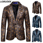 Tide Men Snake Skin Pattern Blazer Hot Stamping Python Print Suit Blazers Men's Large Size Nightclub Host Singer Blazes S-2XL