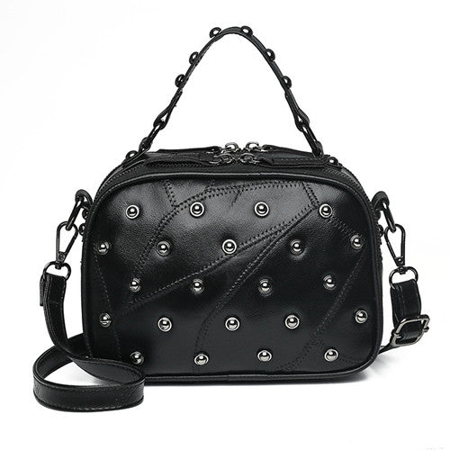 Women Genuine Leather Bags Shoulder Bags For Ladies Hand Bags Luxury Designer Rivet Handbag New