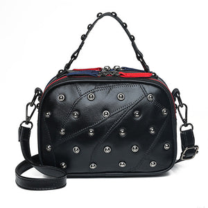 Women Genuine Leather Bags Shoulder Bags For Ladies Hand Bags Luxury Designer Rivet Handbag New