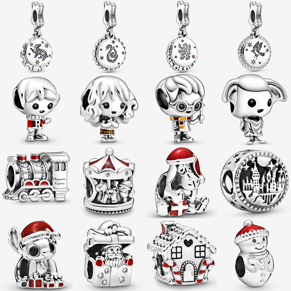 Harry style silver Dangle Charms round shape Fits Pandora bracelet necklace