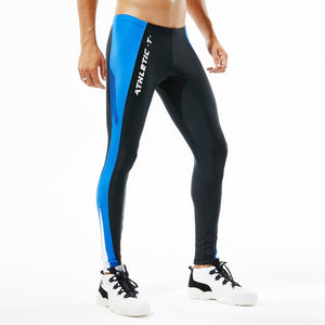 Men Running Tights Training Sport Leggings Patchwork Compression Pants Sky Blue Gym Wear Men Sexy Gym Legging S-XL Mallas Hombre