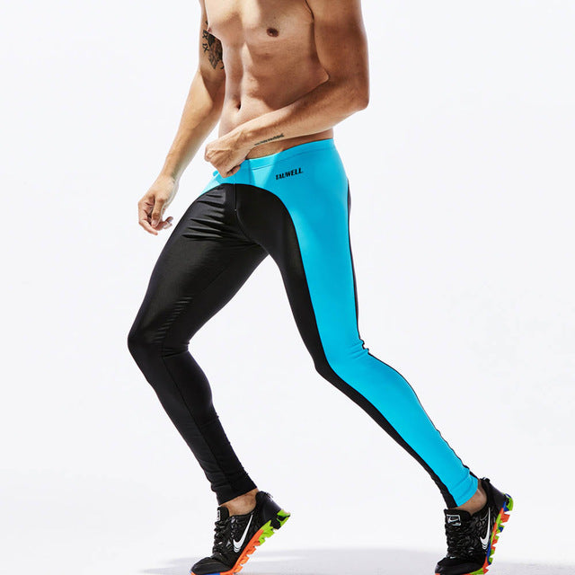 Men Running Tights Training Sport Leggings Patchwork Compression Pants Sky Blue Gym Wear Men Sexy Gym Legging S-XL Mallas Hombre