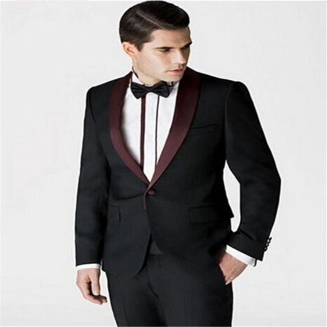 Custom Mens Suits Burgundy Red Suit Blazer Men Tuxedo Suit Jacket Men Suits for Wedding Slim Fit 2 Piece with Pants