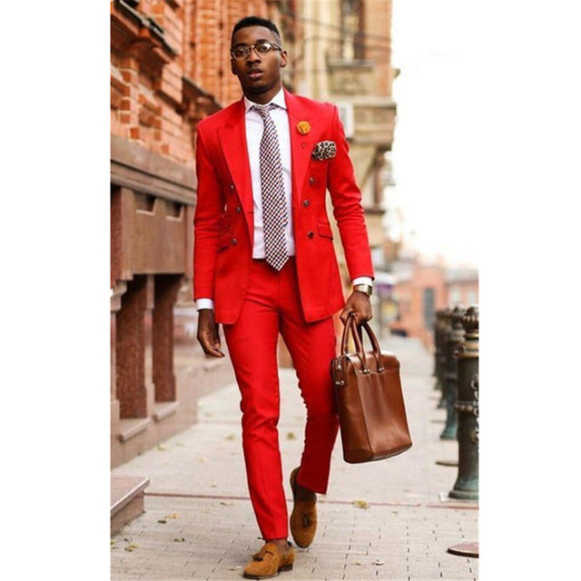 Custom Mens Suits Burgundy Red Suit Blazer Men Tuxedo Suit Jacket Men Suits for Wedding Slim Fit 2 Piece with Pants
