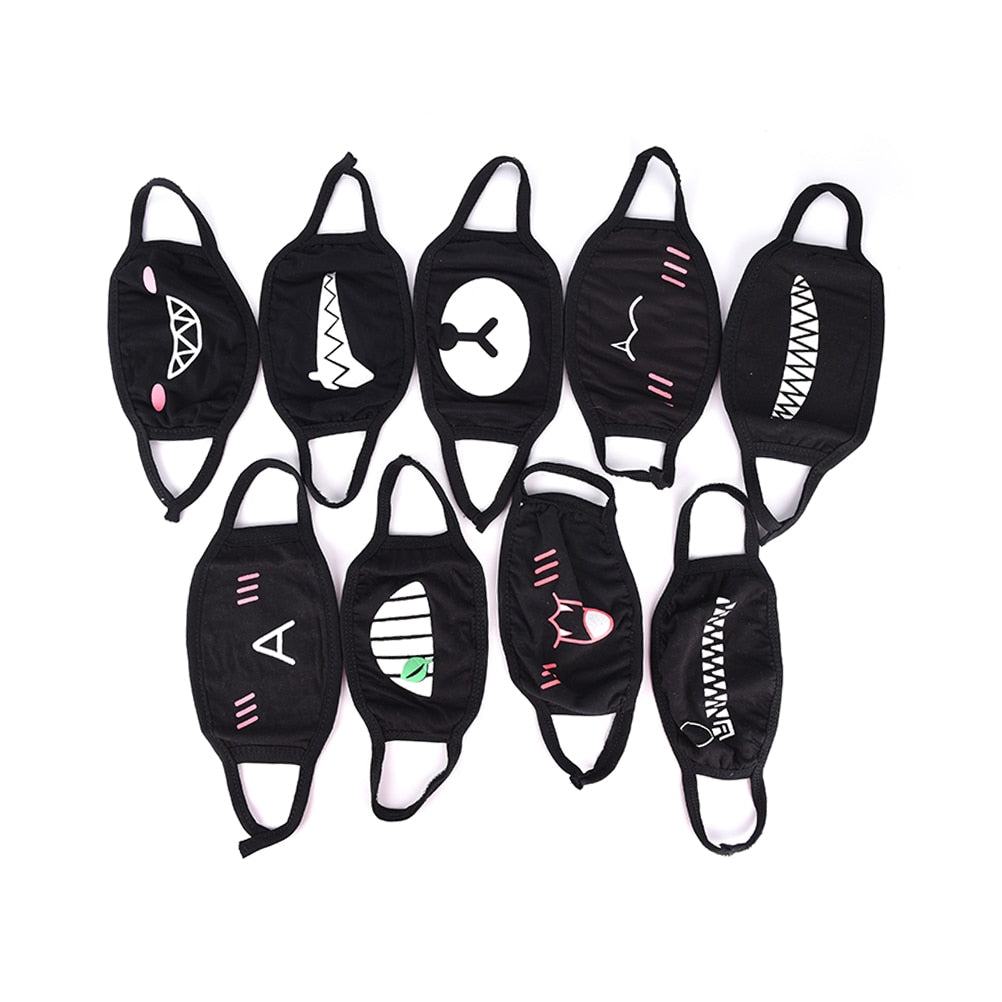 Black Mask for Female Male Face Mask Cotton Anime Mouth Mask Anti-dust Pollution Masks Cute Masker for Woman Man