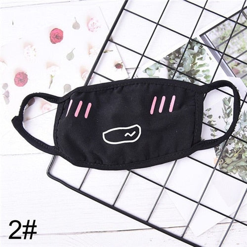 Black Mask for Female Male Face Mask Cotton Anime Mouth Mask Anti-dust Pollution Masks Cute Masker for Woman Man