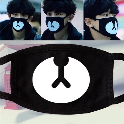 Black Mask for Female Male Face Mask Cotton Anime Mouth Mask Anti-dust Pollution Masks Cute Masker for Woman Man