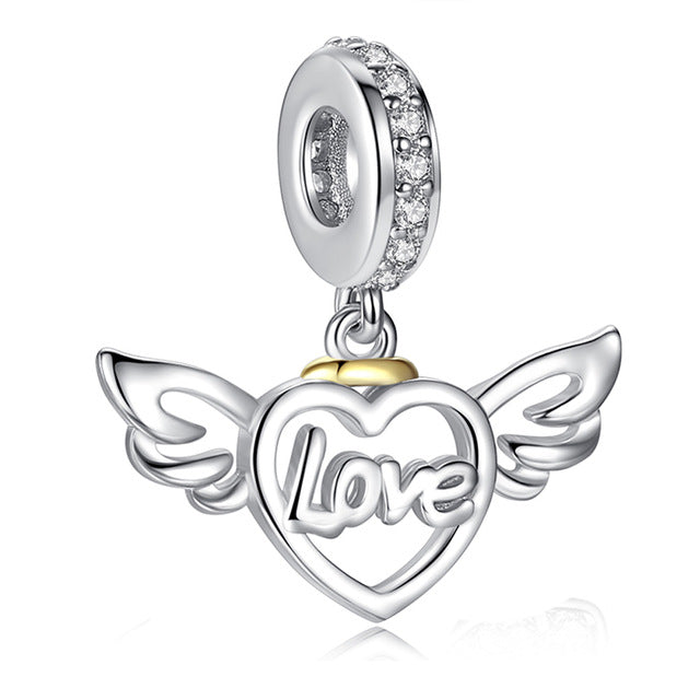 DIY Silver Original Pandora Bracelet Bead Love Dangle Charm Crystal Heart, Flower, Tower, Tree Beads