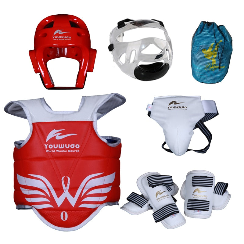 Taekwondo protector set 5pc Sparring Equipment  children adult head foot protection Karate boxing sports
