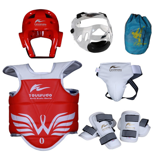 Taekwondo protector set 5pc Sparring Equipment  children adult head foot protection Karate boxing sports
