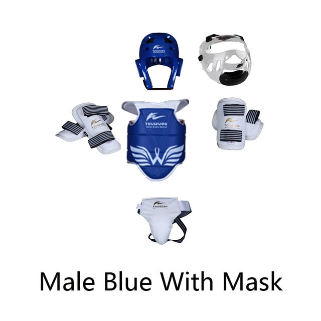 Taekwondo protector set 5pc Sparring Equipment  children adult head foot protection Karate boxing sports
