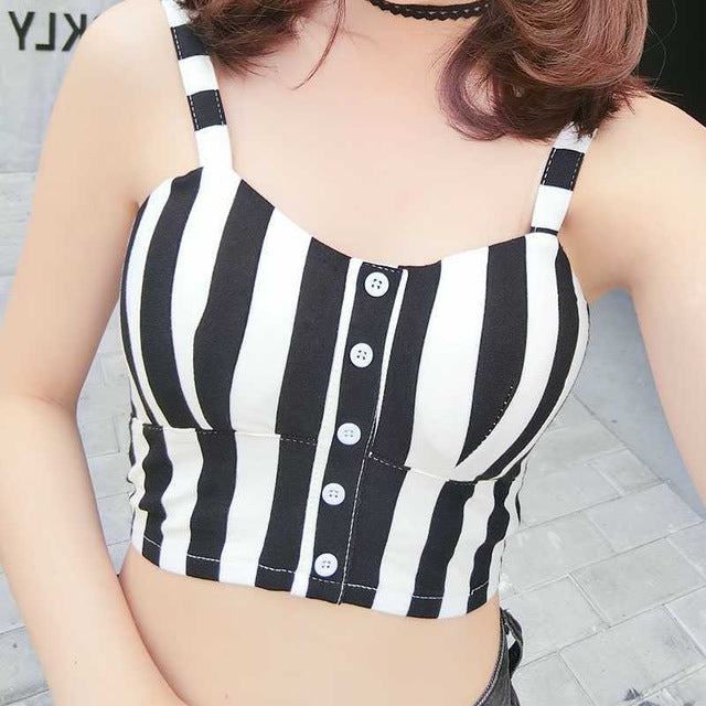 2020 Sexy Crop Top Cami Tank Top Women Female Slimming Movement Striped Top Cropped Tops Tank Elasticity Women Feminino Bustier