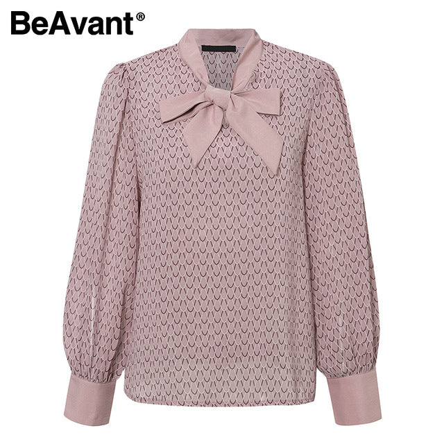 BeAvant Polka Dot Ladies OL Blouses Spring Long Sleeve Neck Tie Chiffon Blouse Shirts Elegant Women 2020 Casual Blusa Tops Chic