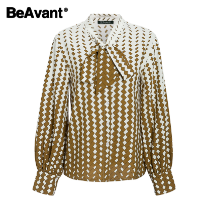BeAvant Polka Dot Ladies OL Blouses Spring Long Sleeve Neck Tie Chiffon Blouse Shirts Elegant Women 2020 Casual Blusa Tops Chic