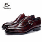 Men leather shoes business dress suit shoes men brand Bullock genuine leather black slipon wedding mens shoes Phenkang 2020