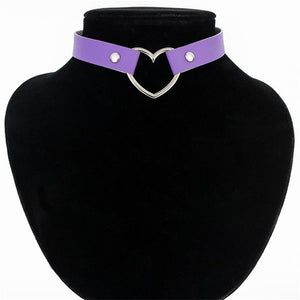 Meajoe Trendy Sexy Punk Gothic Leather Heart Studded Choker Necklace Vintage Charm Round Collar Necklaces Women Jewelry Gift